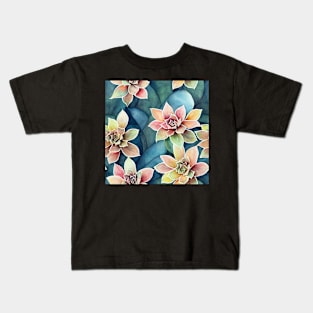 Watercolor succulent pattern Kids T-Shirt